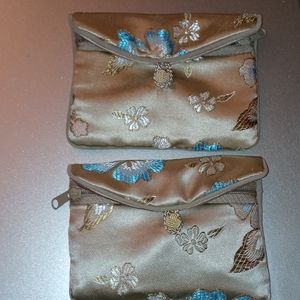 Honora collection bundle tan Floral pouch/ bag